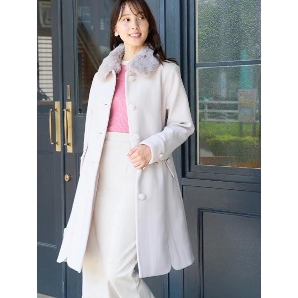 LUDIC PARK 【お嬢様気分】フェイクウール襟ファー付きロング