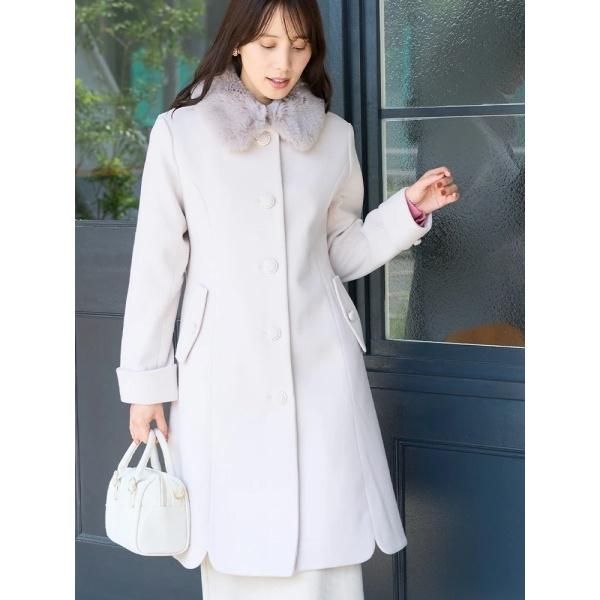 美品　ウール・ファー襟付きベージュコート 美品 ウール・ファー襟付きベージュコート