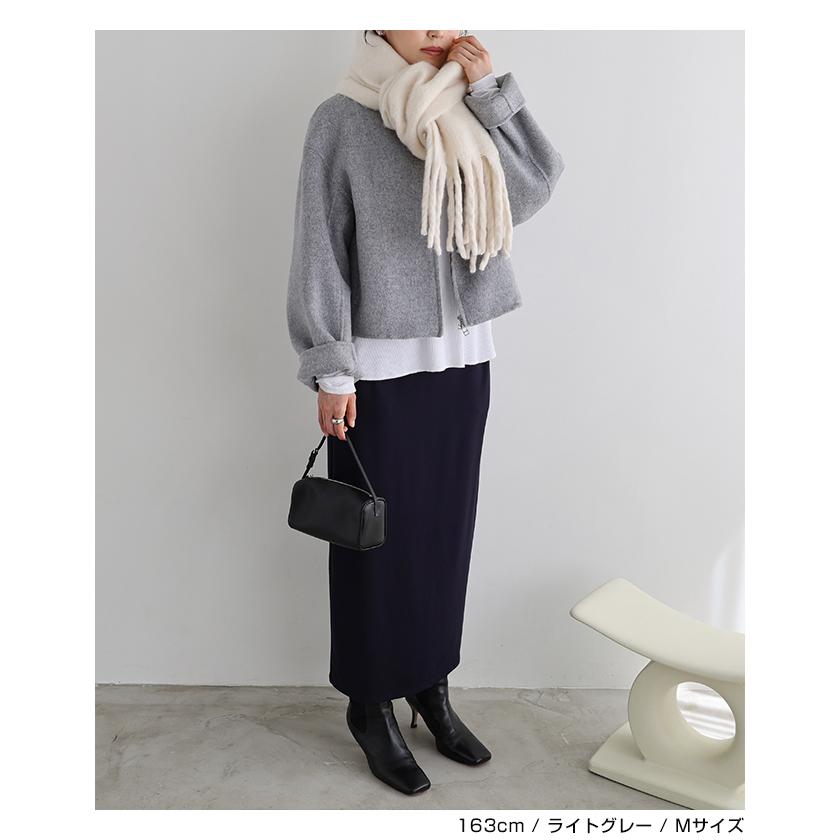 リバー ジップ ノーカラー ショート コート evernavy エバーネイビー