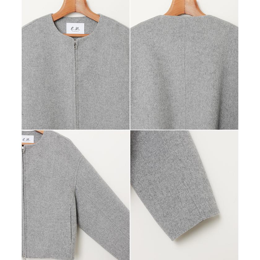 リバー ジップ ノーカラー ショート コート evernavy エバーネイビー