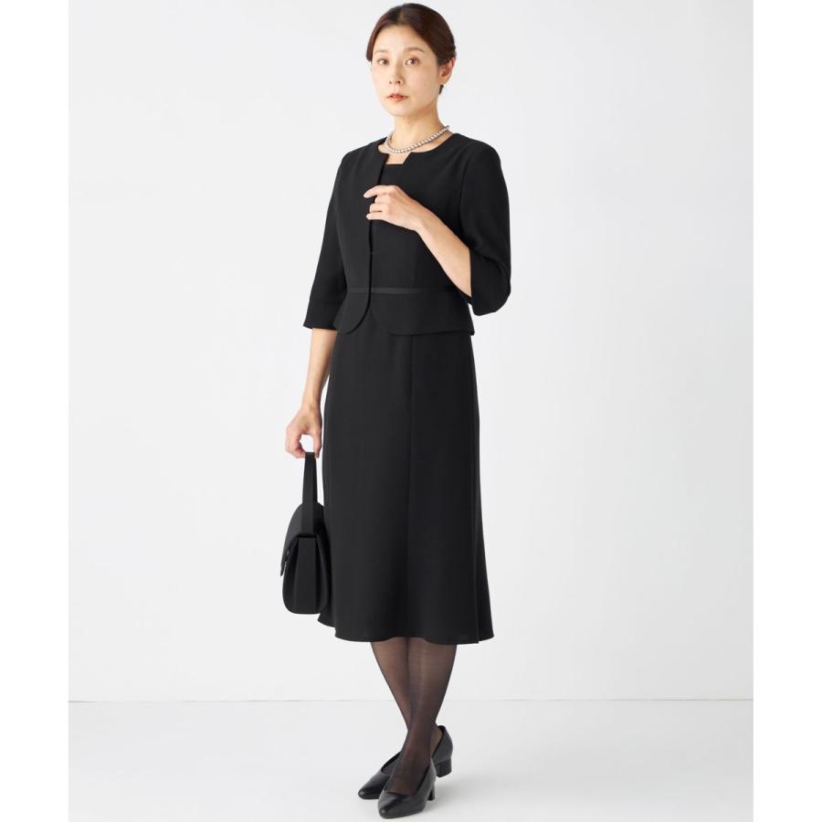 【ストレッチ/前開きワンピース】平二重 ジャケット+ワンピースの画像