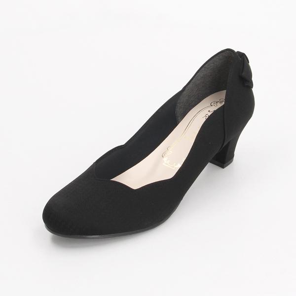 日本製】ラウンドトゥフラワーカットバックリボンパンプス : マルイ