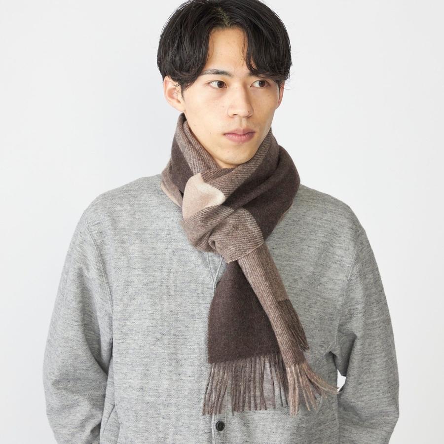 SHIPS シップス パネル カシミヤ ダブルフェイス マフラー SHIPS マフラー SHIPS: パネル カシミヤ ダブルフェイス メンズ