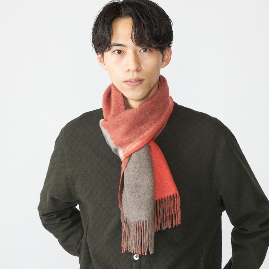 SHIPS：カシミヤ ダブルフェイス パネル マフラー SHIPS SHIPS: パネル カシミヤ ダブルフェイス マフラー