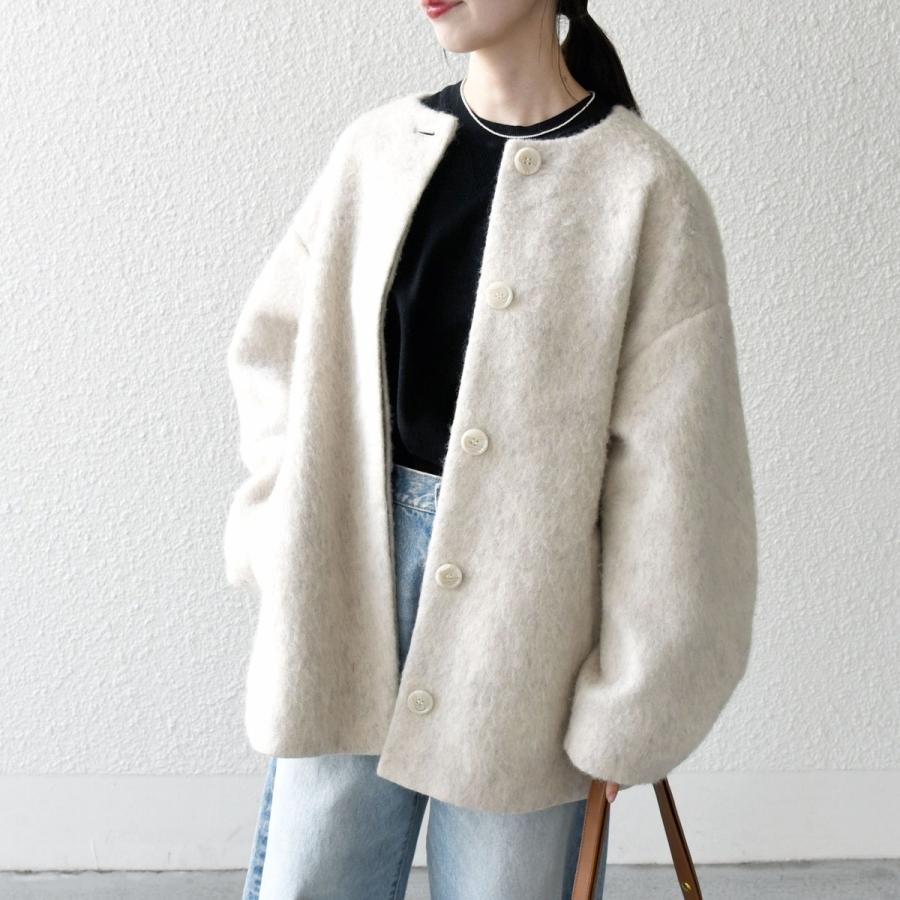 SHIPS any 《一部追加予約》SHIPS any: シャギー ノーカラー コクーン