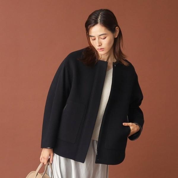 美品　DRESSTERIOR レザーパイピングブルゾン DRESSTERIOR 【ウール混】レザー調パイピングブルゾン : マルイ