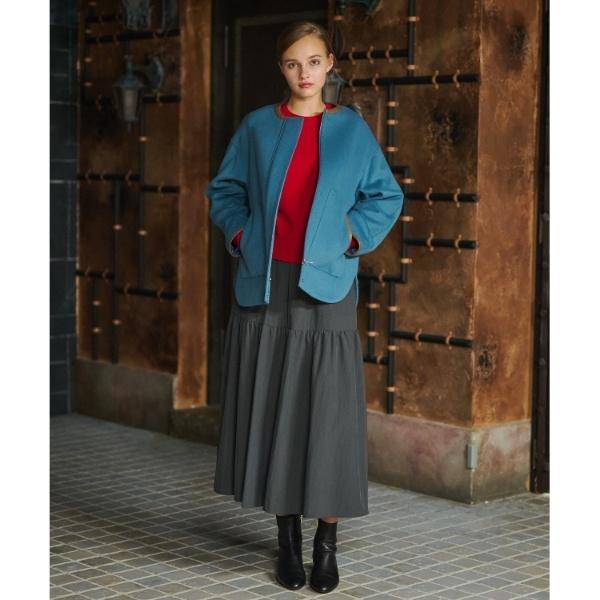 美品　DRESSTERIOR レザーパイピングブルゾン DRESSTERIOR 【ウール混】レザー調パイピングブルゾン : マルイ