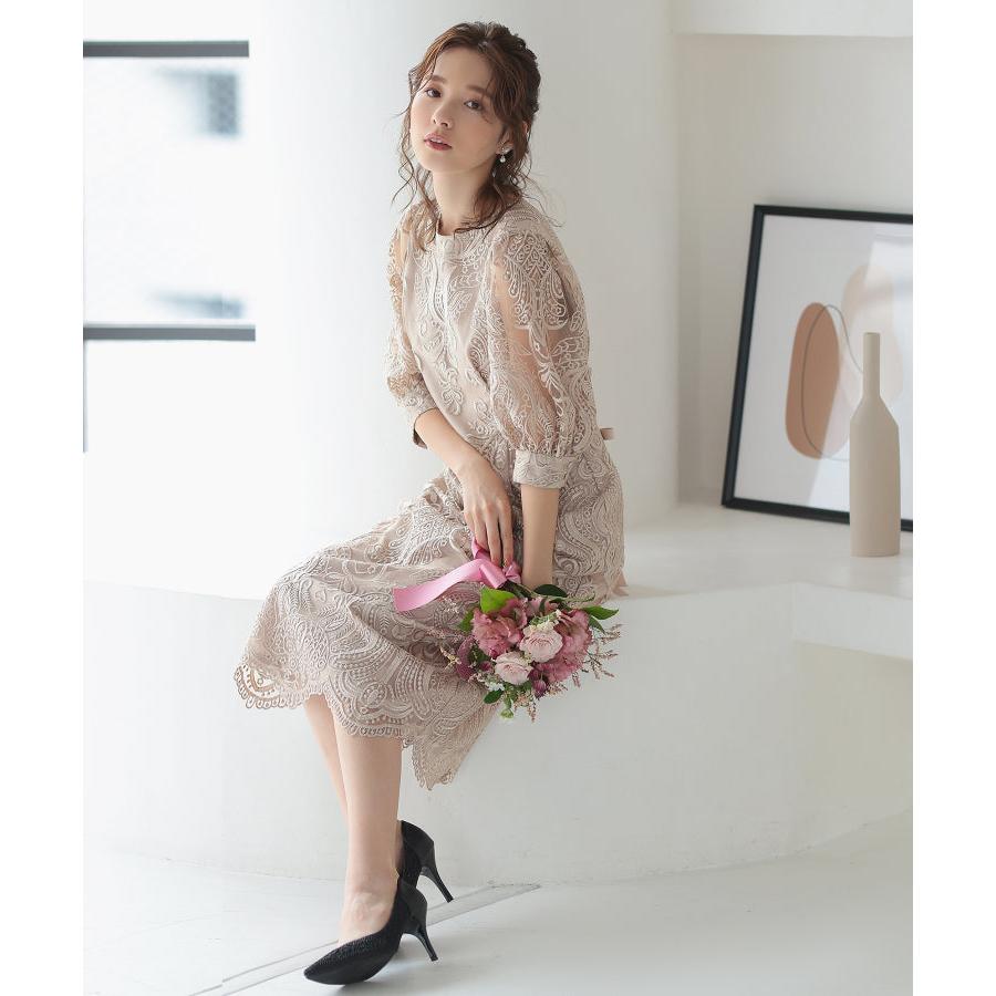 結婚式・二次会・セレモニーシーン対応 総レースワンピース パーティー