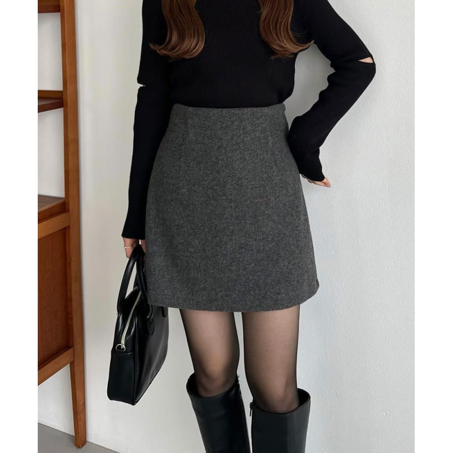 callautia ウールライク起毛ミニスカート（インナーパンツ付き