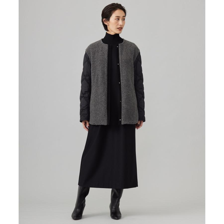 リバーシブル着用可能】 ラミネートパイルキルト ミドル丈コート ICB 【リバーシブル着用可能】 ラミネートパイルキルト ミドル丈