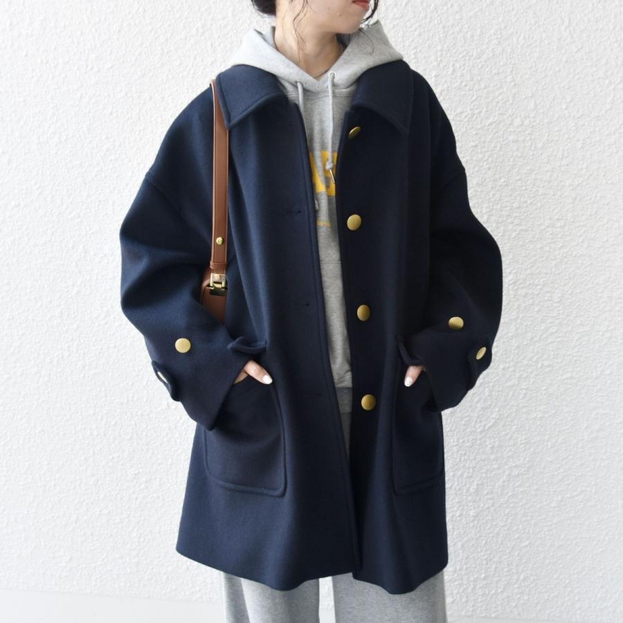 SHIPS any any: ノンミュールジングウール ステンカラー ミディ コート