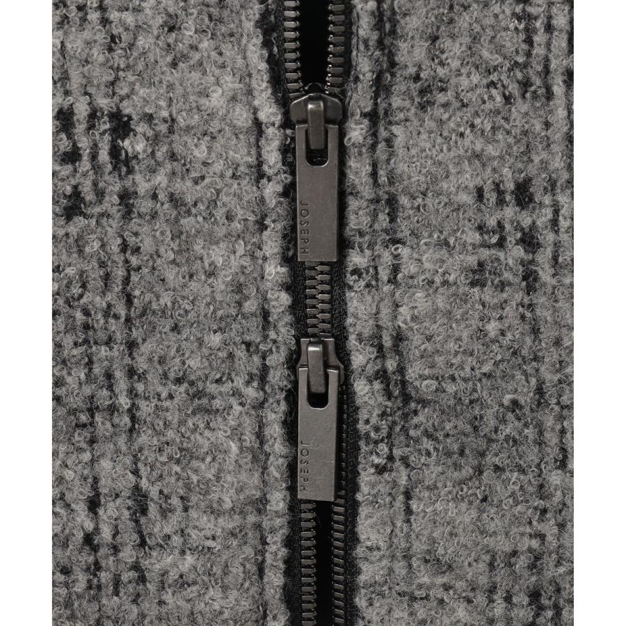 レザーブロックブークレ　ブルゾンの画像
