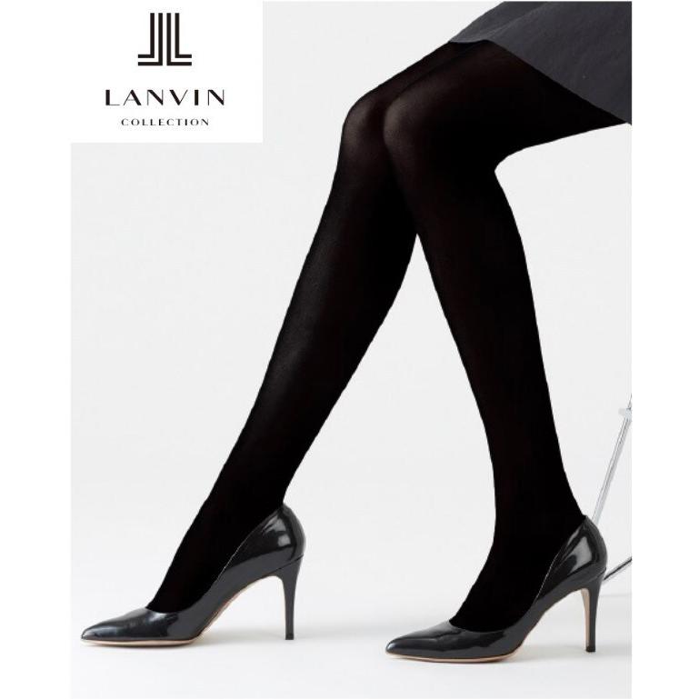 ランバン LANVIN 裏起毛タイツ2足組　M-L ブラック LANVIN - ランバン LANVIN タイツ ファインメリノ 裏起毛 ソフト