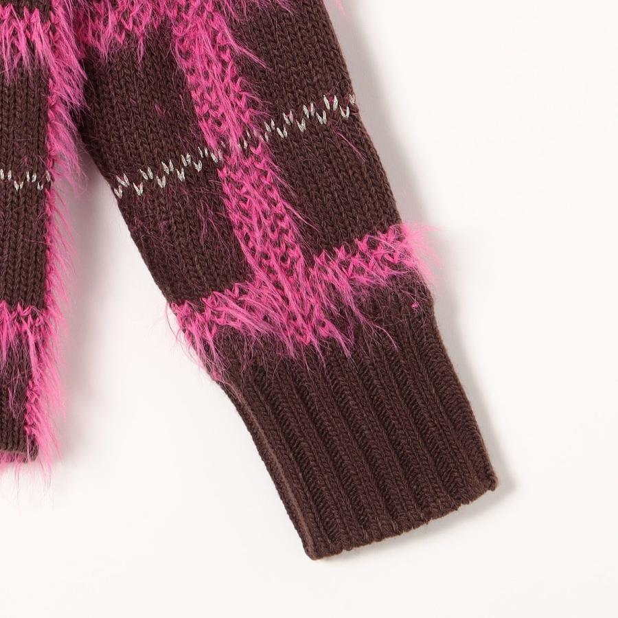 SHIPS any any:〈手洗い可能〉シャギー チェック Vネック カーディガン