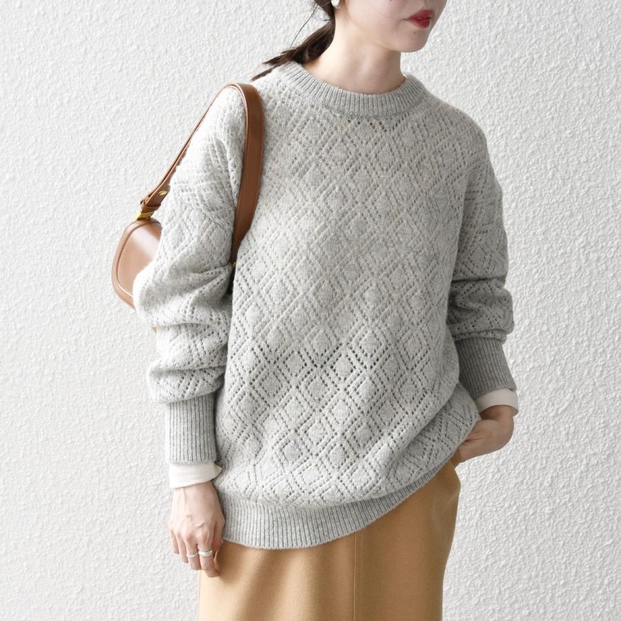 SHIPS any any:〈手洗い可能〉レース編み クルーネック ニット プル