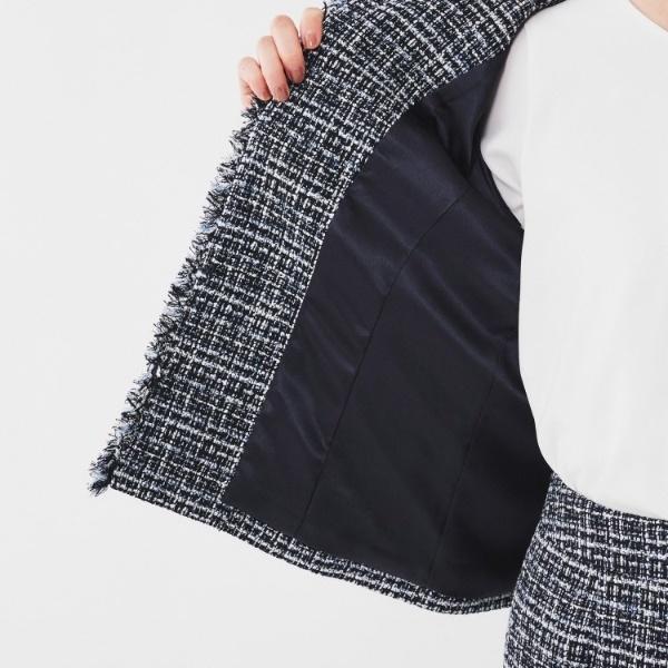 美品UNTITLED ラメツイード ノーカラージャケット M 黒系 フォーマル UNTITLED（アンタイトル） 【入卒セレモニー通勤】ラメツイード ノー