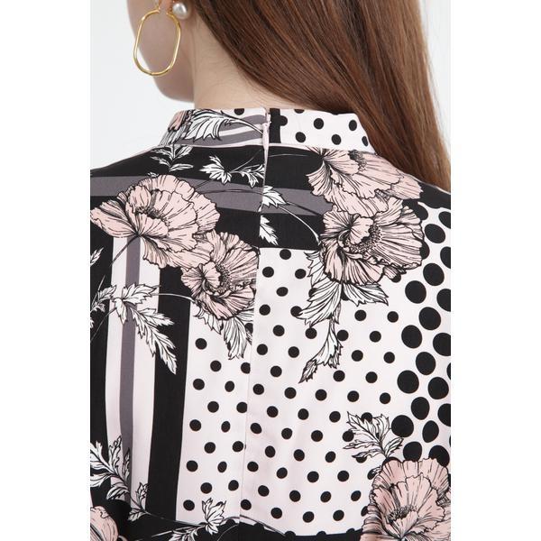 PINKY&DIANNE ◇ラインブロックフラワープリントワンピース