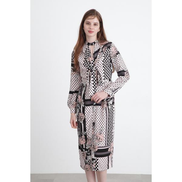 PINKY&DIANNE ラインブロックフラワープリントワンピース PINKY&DIANNE ◇ラインブロックフラワープリントワンピース