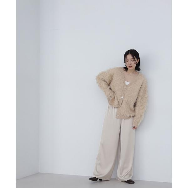 イタリア購入 裏地まで快適 とろみサテンイージーパンツ