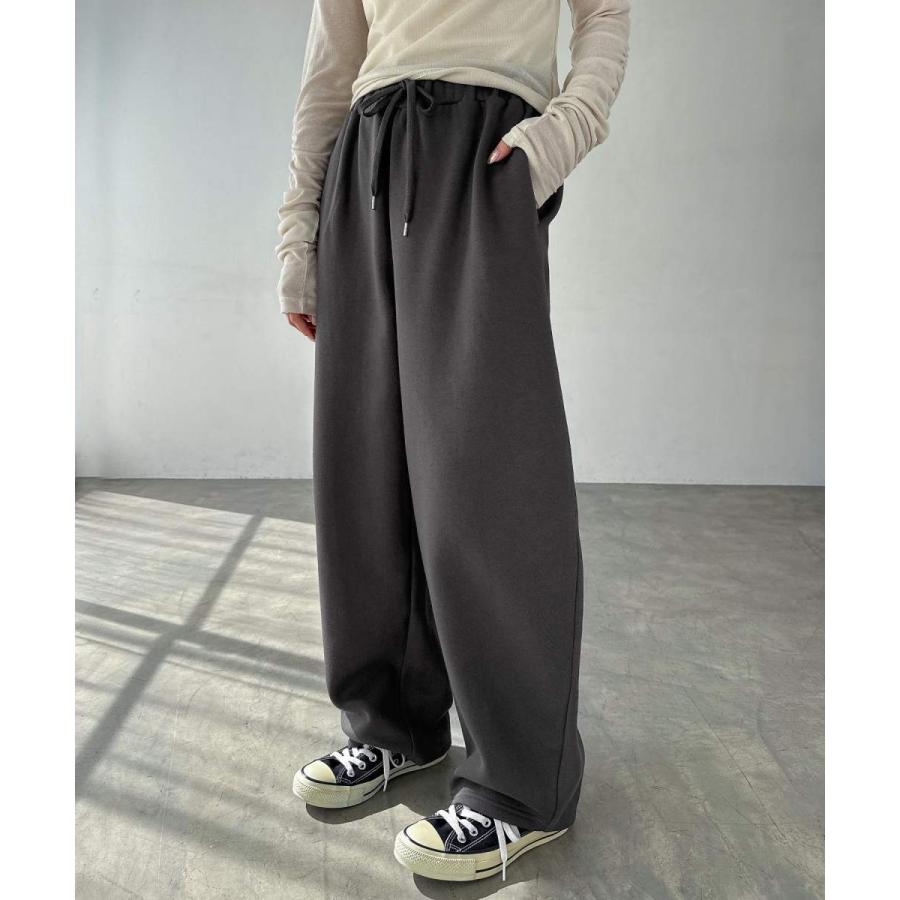 andme（アンドミー） 裏起毛 スウェット カーブ ロング パンツ