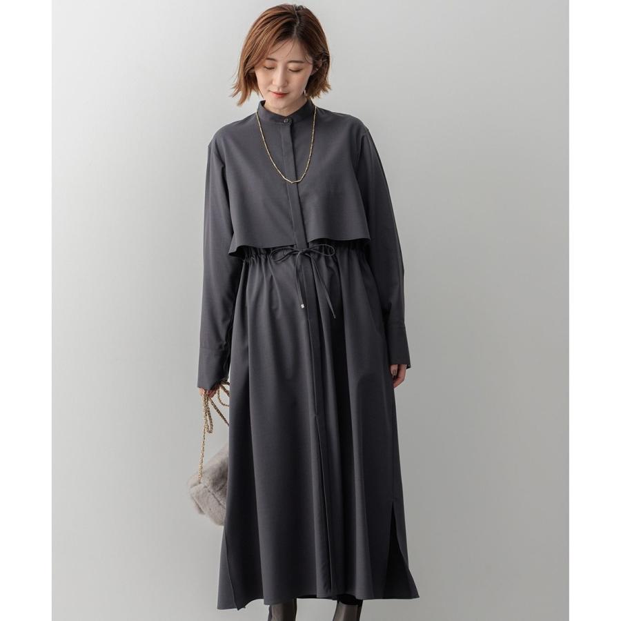 【極美品】23区 洗える TWマットクロス シャツワンピース グレー 38 23区（ニジュウサンク） 【洗える】TWマットクロス シャツワンピース