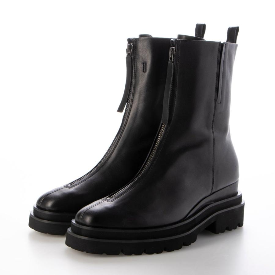 WORKS 24秋冬新作6.5cm本革厚底センターファスナーブーツ