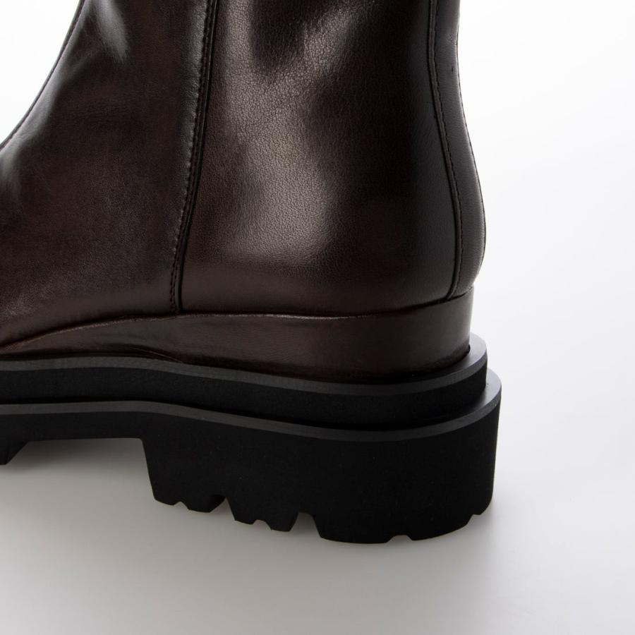WORKS 24秋冬新作6.5cm本革厚底センターファスナーブーツ