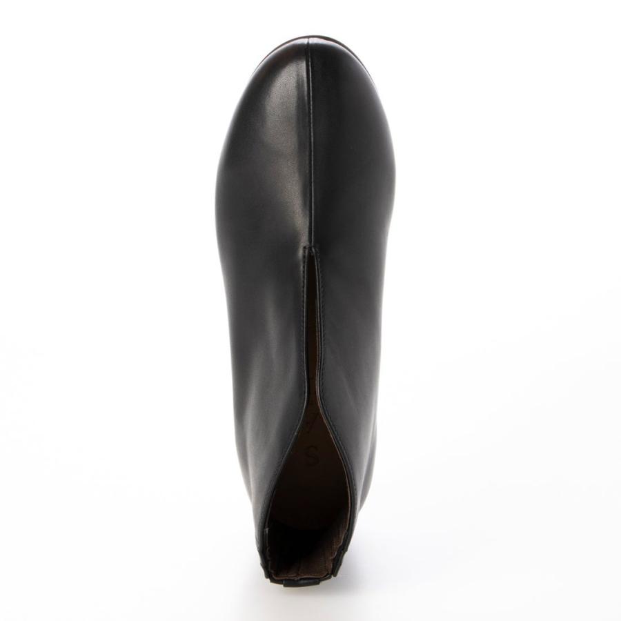 SAYA 24秋冬新作フラット本革ラウンドトウセンタースリットブーティ