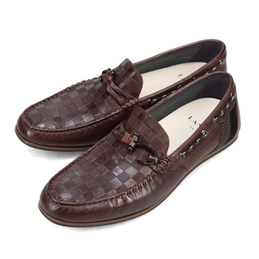 ランバン オン ブルー（LANVIN en Bleu）/LANVIN en Bleu  ブロックチェックエンボスレザードライビングシューズ LANVIN en Bleu ブロックチェックエンボスレザードライビングシューズ