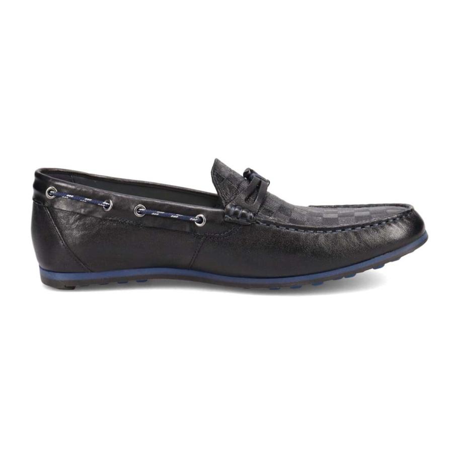 LANVIN en Bleu ブロックチェックエンボスレザードライビングシューズ
