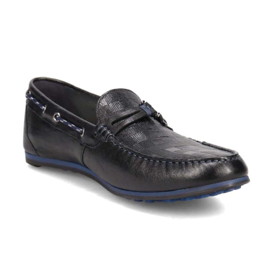 LANVIN en Bleu ブロックチェックエンボスレザードライビングシューズ