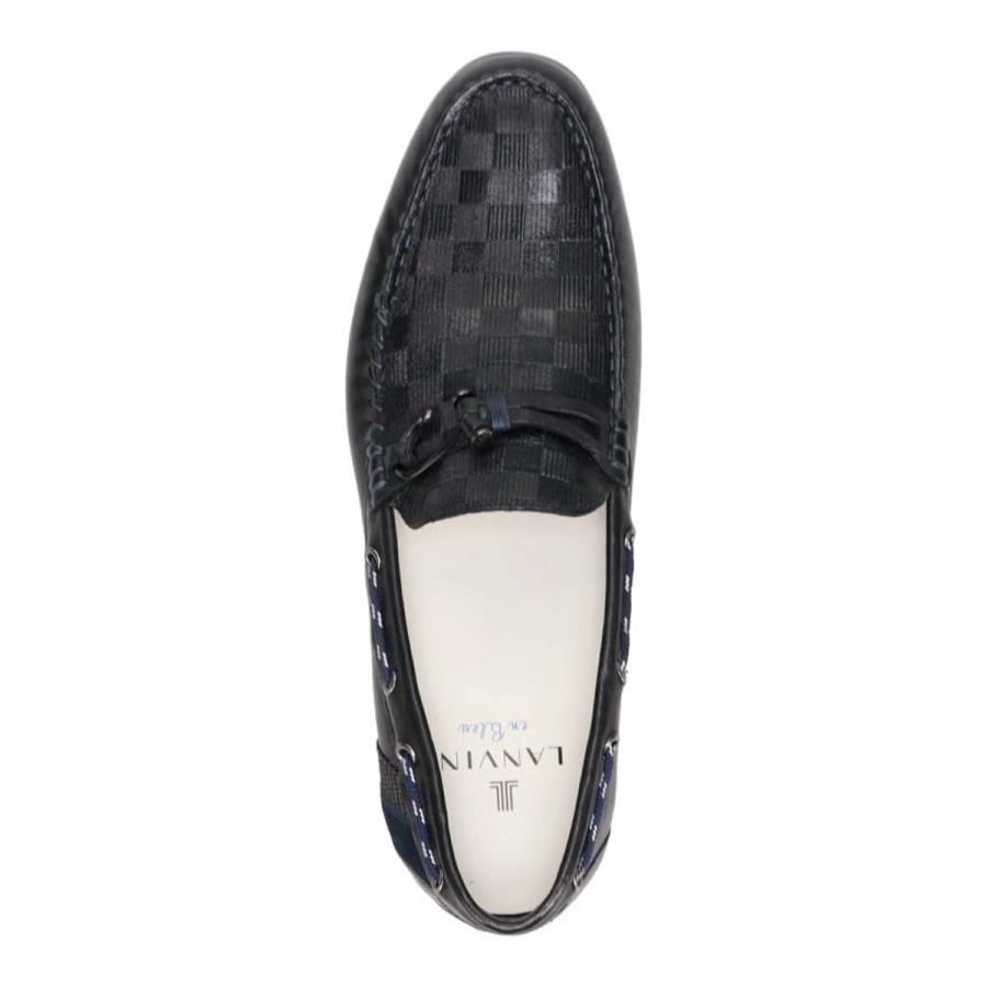 LANVIN en Bleu チェック エンボスレザー ドライビングシューズ LANVIN en Bleu ブロックチェックエンボスレザードライビングシューズ