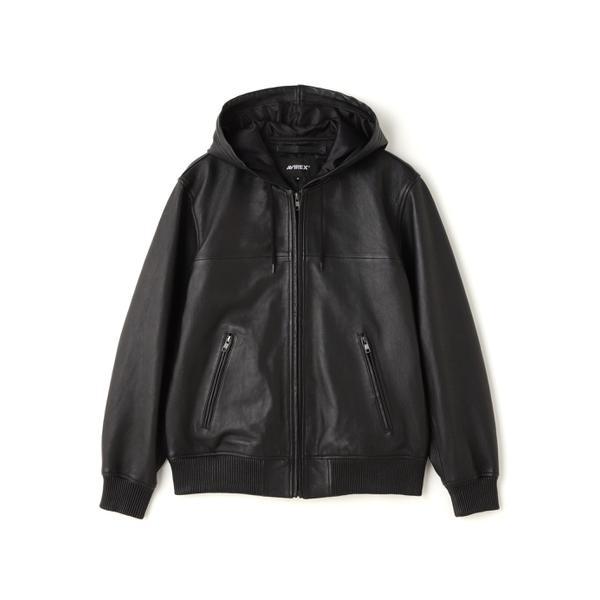 n*g様 新品同様 AVIREX 限定 レザーフーディ JACKETレザー フー AVIREX（アヴィレックス） 《WEB＆DEPOT限定》LEATHER HOODIE／レザー