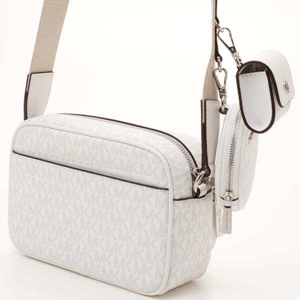 極美品 マイケルコース　クーパー ボディバッグ MK シグネチャー　ホワイト MICHAEL KORS（マイケルコース） JET SET ITEM ポケット クロスボディ