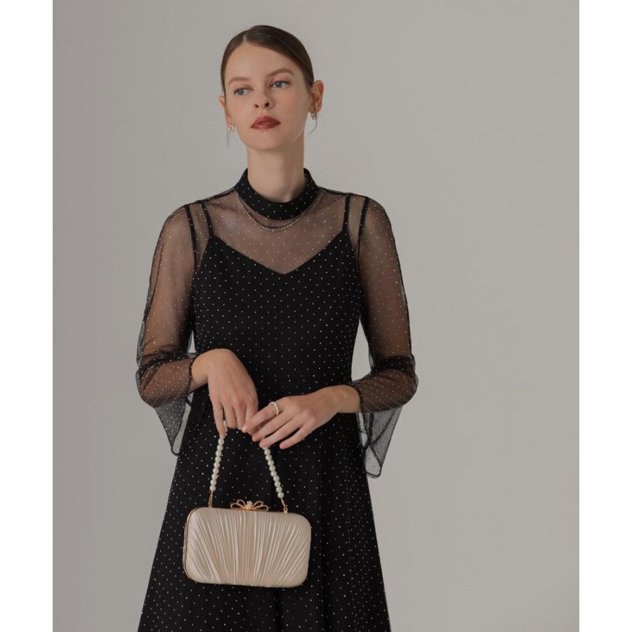 2WAYドットストーンギャザードレス レジャ Leja 2wayドットストーンギャザーチュールAラインドレス