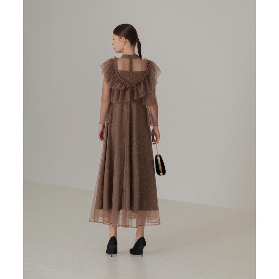 【LEJA】2wayドットストーンギャザーチュールAラインドレス 2点セット　M 2wayドットストーンギャザーチュールAラインドレス : マルイ(丸井
