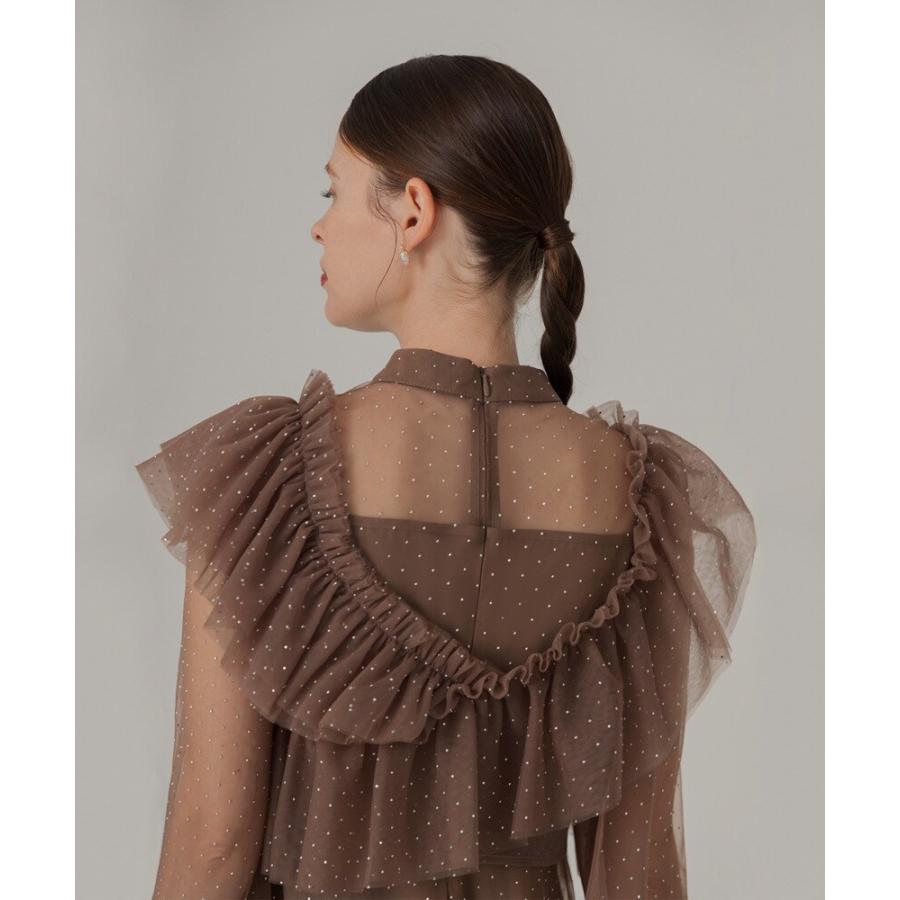 2WAYドットストーンギャザードレス 当日発送】2WAYドットストーンギャザーワンピース結婚式ドレス