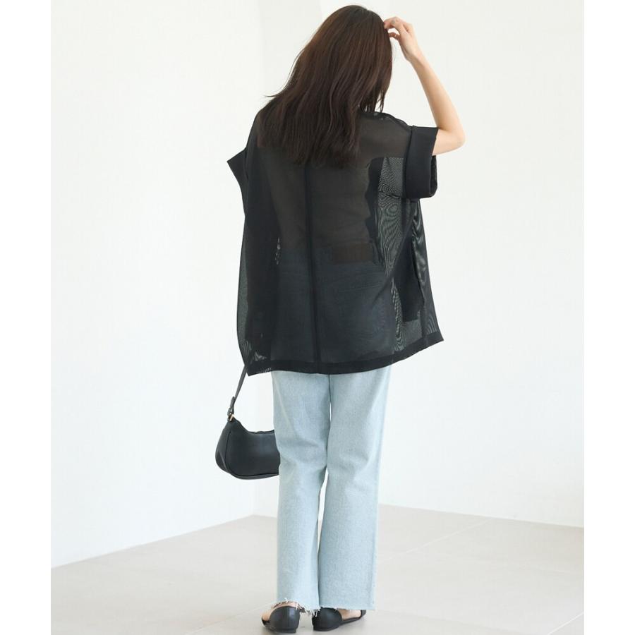 【新品】LOUNGEDRESS メッシュハーフスリーブジャケット ブラック Loungedress】メッシュハーフスリーブジャケット | OUTLET