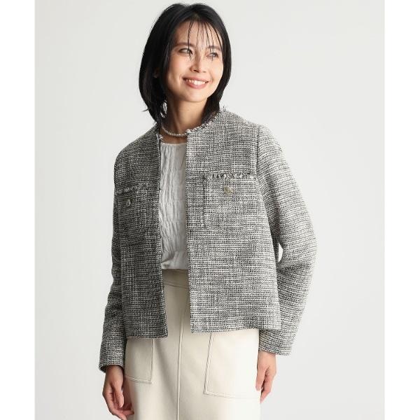 THE SHOP TK 【ONOFF活躍セレモニー通勤】ツイードノーカラー