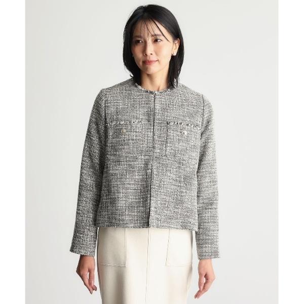 THE SHOP TK 【ONOFF活躍セレモニー通勤】ツイードノーカラー
