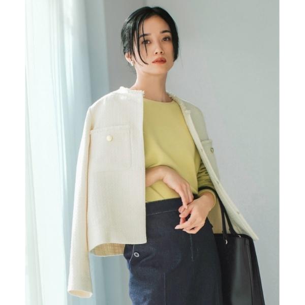 THE SHOP TK 【ONOFF活躍セレモニー通勤】ツイードノーカラー