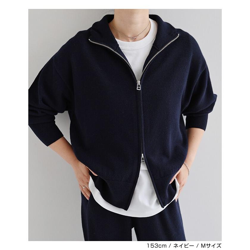 ダブルジップ ウール ニット ブルゾン evernavy エバーネイビー