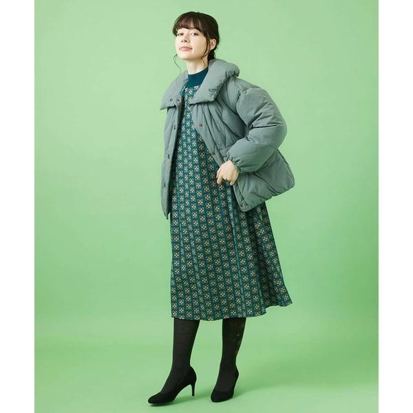NORIKO極美品*ホコモモラ* 若草グリーン*ナイロンジャケット Jocomomola（ホコモモラ） ナイロンワッシャーショートダウン