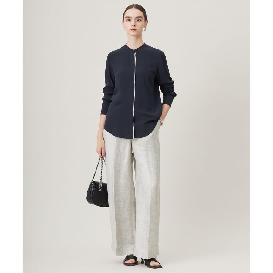 ICB 【UVケア・速乾・洗える】BackSatinAmunzen バンドカラーブラウス