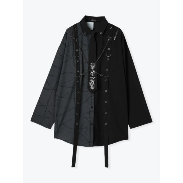 鉄線配色切り替えチェーンユニセックスシャツ : マルイ(丸井)Yahoo!店