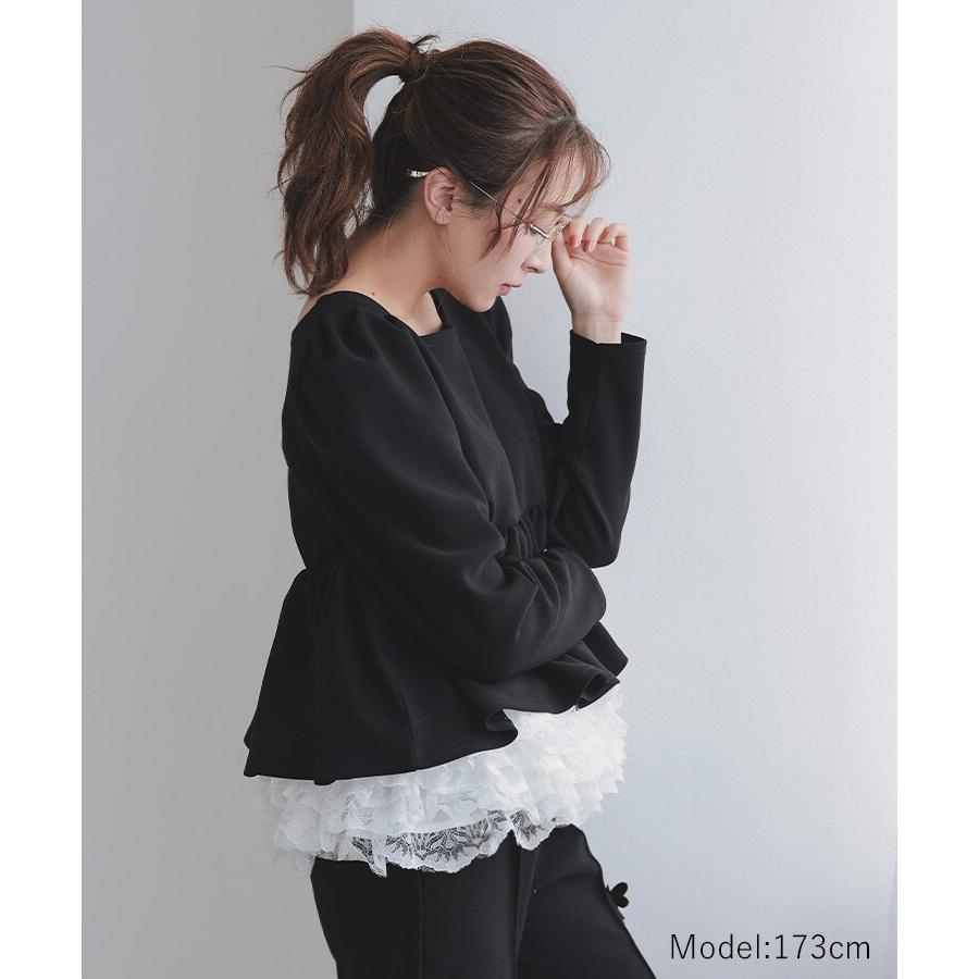 DONOBAN ドノバン フリルボンディングトップス ブラック DONOBAN（ドノバン） 【Donoban】バレリーナレーストップス : マルイ