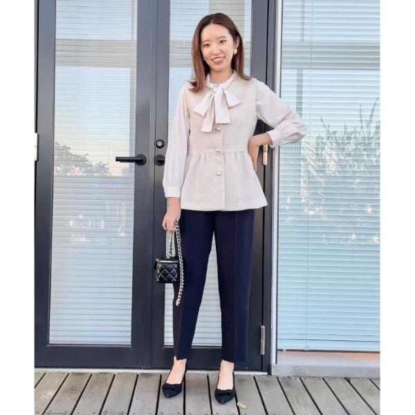 couture セレモニーシーン/ON・OFF使える杢ツイードペプラムジレ セレモニーシーン/ON・OFF使える】杢ツイードペプラムジレ