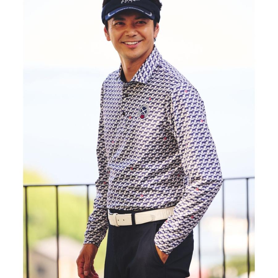23区GOLF 【MEN】【吸水速乾/UVカット】ハウンドトゥース柄シャツ