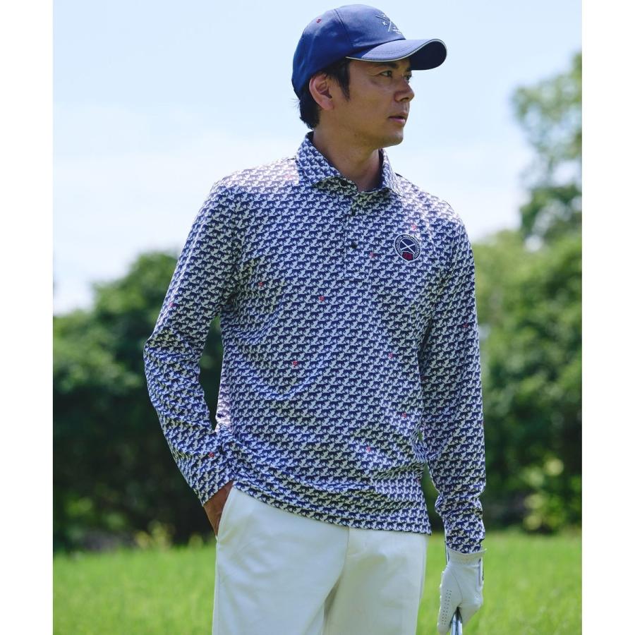23区GOLF 【MEN】【吸水速乾/UVカット】ハウンドトゥース柄シャツ