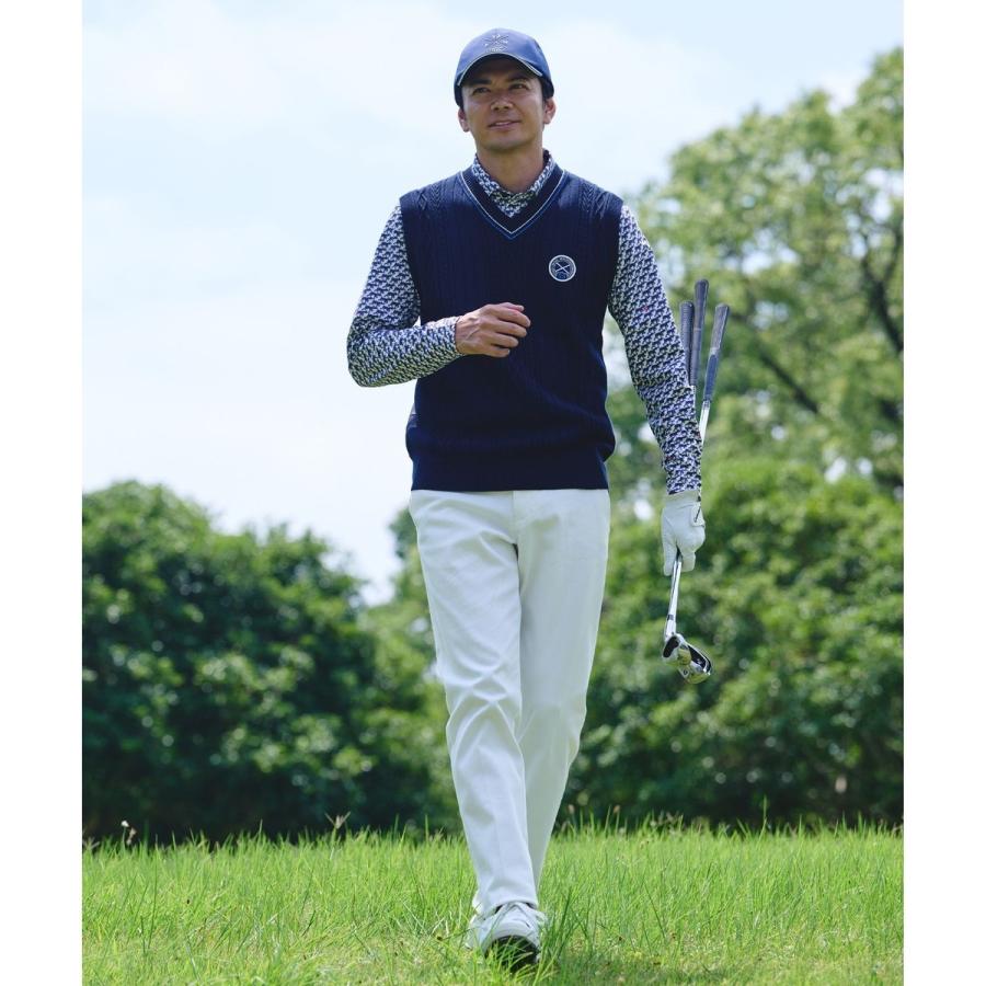 23区GOLF 【MEN】【吸水速乾/UVカット】ハウンドトゥース柄シャツ